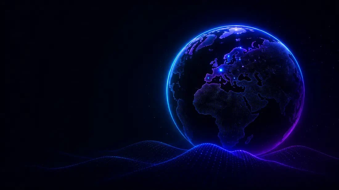 Connected globe illustrating signal paths and network latency